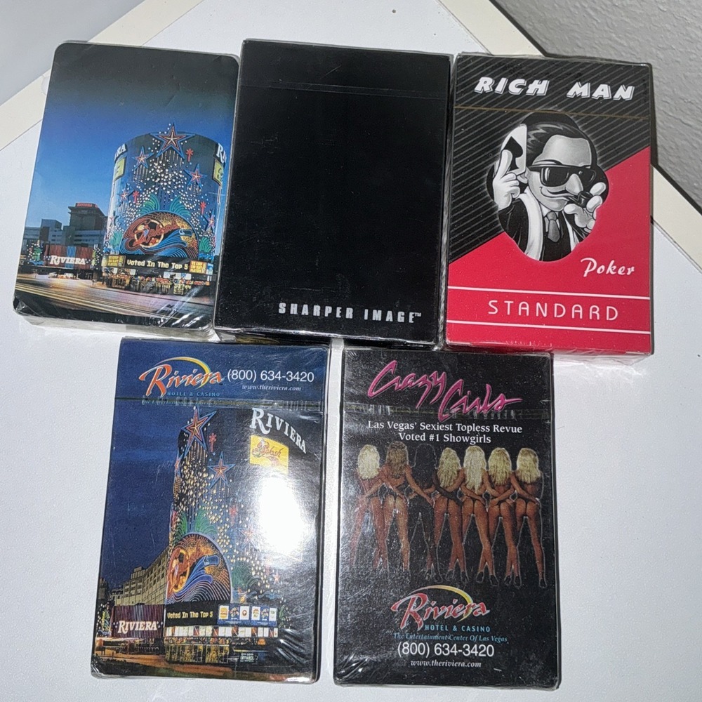 5 SEALED VINTAGE RIVIERA LAS VEGAS HOTEL‎ CASINO PLAYING CARDS DECK  Rich Man